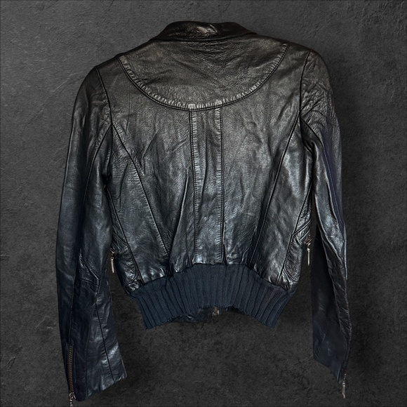 DOMA Bomber Jacket Genuine Leather XS Black - Picture 3 of 5
